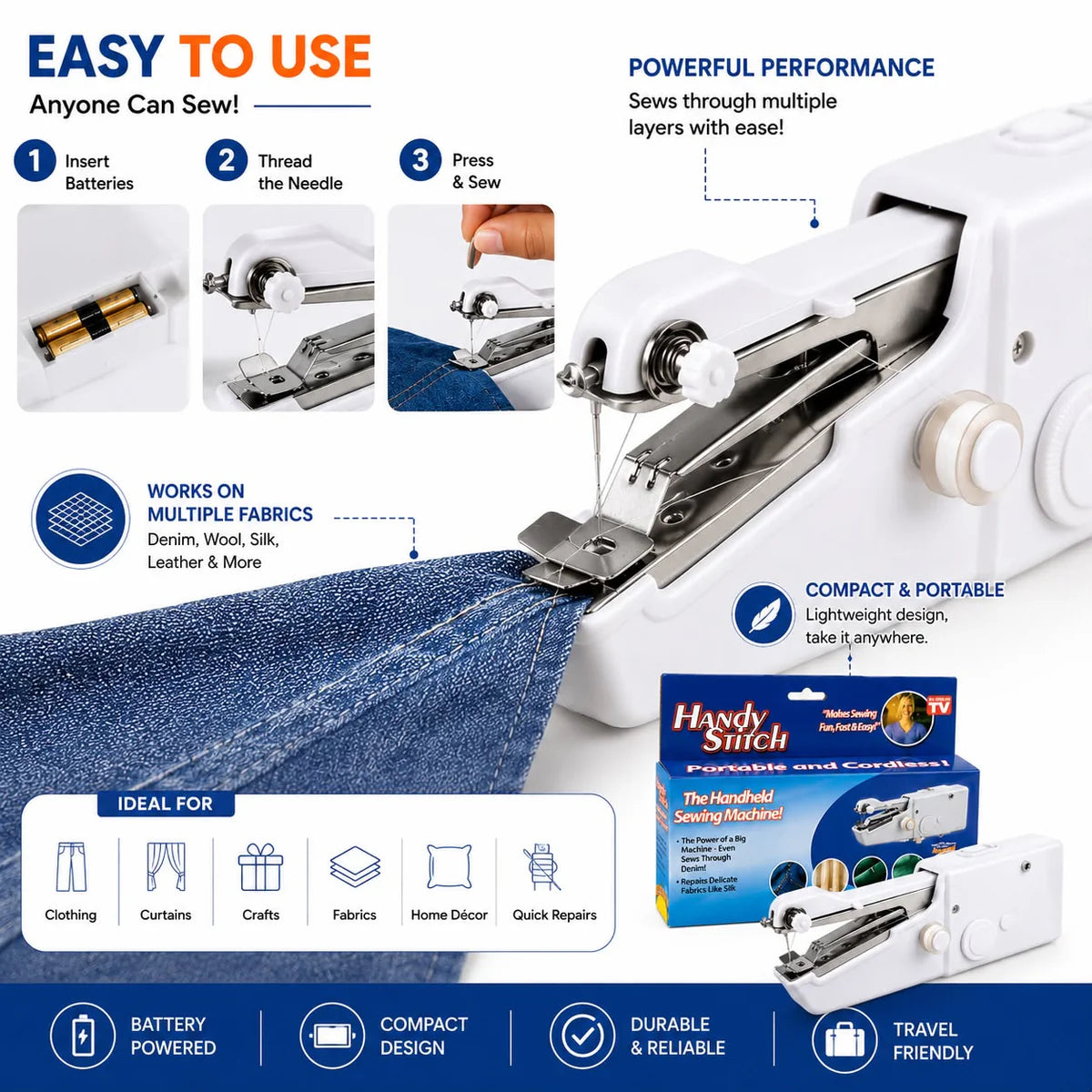 Portable Mini Sewing Machine – Compact Electric Stitching Machine for Home & Travel